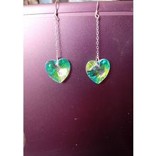 Silver Crystal Glass Heart Drop Earrings