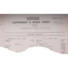 1960 CITROEN BIJOU LUCAS Equipment & Spare Parts List NVS 1709