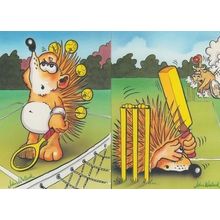 Herbert The Hedgehog Tennis Cricket 2x Childrens Sports Cartoon Postcard s