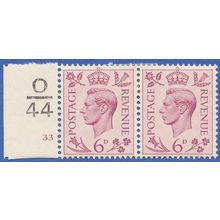 GB KGVI 1939 6d PURPLE SG470 MOUNTED MINT PAIR CONTROL O44 33