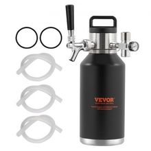 Beer Growler Tap System, 64Oz 1.89L Mini Keg, 304 Stainless Steel Pressurize...