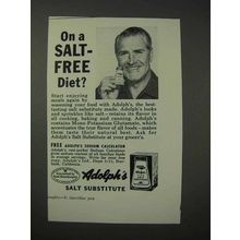 1958 Adolph's Salt Substitute Ad - On a Salt-Free Diet?