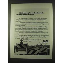 1973 F&M First & Merchants National Bank Ad - Invest