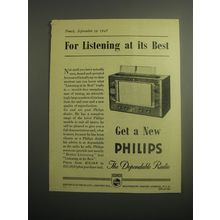 1948 Philips Radio Ad - For listening at its best