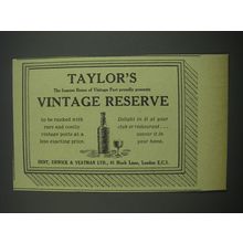 1957 Taylor's Vintage Reserve Port Ad - Taylor's the famous house of Vintage