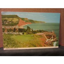SIDMOUTH FROM PEAK HILL, Devon. used postcard by E T W Dennis 1974 pm =