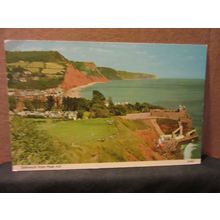 SIDMOUTH FROM PEAK HILL, Devon. used postcard by E T W Dennis 1974 pm #