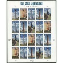 Gulf Coast Lighthouses Sheet of Twenty 44 Cent Postage Stamps Scott 4409-13