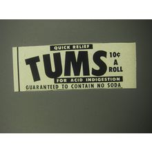 1957 Tums Medicine Ad - Quick relief