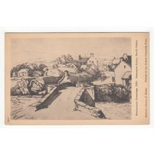 Rowlandson Drawing Newcastle Emlyn Art Postcard Carmarthenshire