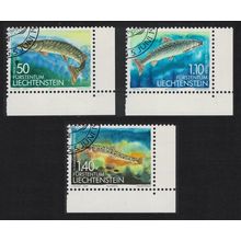 Liechtenstein Fish 2nd series 3v Corners 1989 CTO SG#959-961