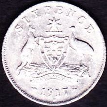 1917 M Australia 1 Sixpence coin