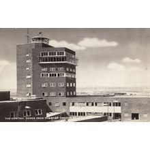 London Airport Control Tower Motorcycle Parking 1960s Real Photo Postcard