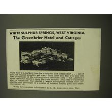 1940 Greenbrier Hotel and Cottages Ad - White Sulphur Springs, West Virginia