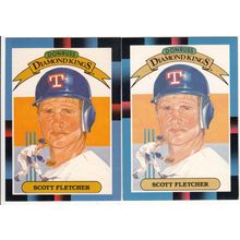 TWO Scott Fletcher Diamond Kings baseball cards 1988 Donruss & Leaf #11