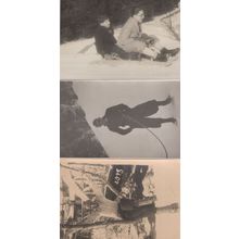 Winter Sports Snow 3x Real Photo Old Zany Sledging etc Postcard s