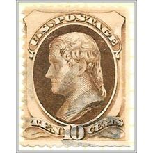 United States 1870-1871 10c Jefferson Brown Used Stamp V1 1
