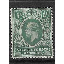 SOMALILAND 1921 GV WMK MULTI SCRIPT CA 1/2A MINT SG73