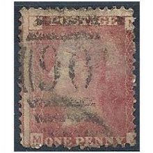 1858 SG43 1d Red Plate 100 Good Used Check Letters "MJ".