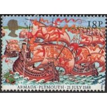 1988, 400th Anniversary of the Armada, 18p Value. Fleet Leaving Plymouth. F/Used