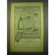 1902 Baker's Cocoa and Chocolate Ad - Delicious dainties made with