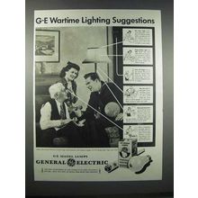 1943 General Electric Mazda Lamps Ad - Wartime Lighting