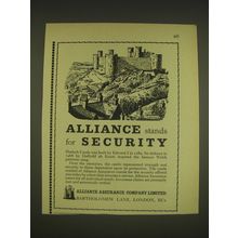 1963 Alliance Assurance Ad - Harlech Castle - Alliance stands for Security