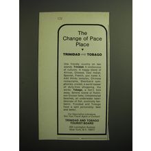 1970 Trinidad and Tobago Tourist Board Ad - The change of pace place