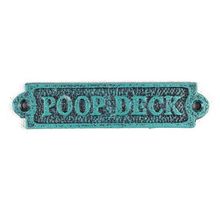 Pack Of 2] Seaworn Blue Cast Iron Poop Deck Sign 6""