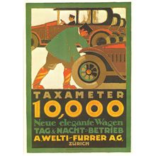 Taxameter Taxi Driver WW1 Zurich Welti Ferrer AG Poster Switzerland Postcard