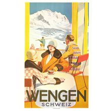 Wengen Schweiz Hotel Restaurant Window View 1925 Poster Postcard