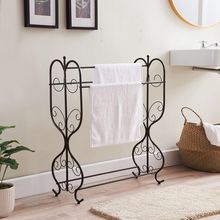 Kings Brand Furniture - Freestanding Pewter Metal Towel Rack Stand with 3 Bars f