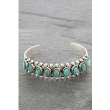 Green Boho Turquoise Gem Beaded Open Bracelet
