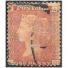 1858 SG43 1d Red Plate 158 Good Used Check Letters "IG".