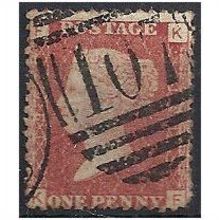 1858 SG43 1d Red Plate 191 Good Used Check Letters "KI".