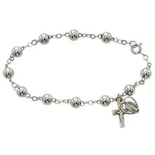 Cross Bracelet with Sterling Silver Beads