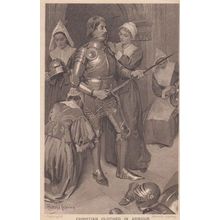 Christian Gladiator Battle In Armour Maidens Attending + Shield Antique Postcard