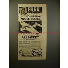 1938 Allsweet Margarine Ad w/ Earl Ortman, Model Planes