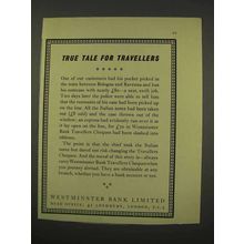 1956 Westminster Bank Limited Ad - Tale for Travellers