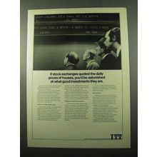1969 ITT Ad - Stock Exchanges Quoted Prices of Houses