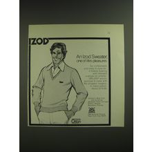 1974 Izod V-Neck Sweater Advertisement - An Izod Sweater one of life's pleasures