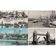 Tower Bridge 4x 1950s London Thames River Real Photo Postcard s