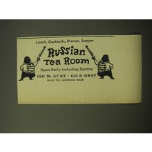 1960 Russian Tea Room Restaurant Ad - Lunch, Cocktails, Dinner, Supper