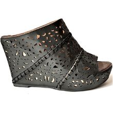 Salt & Pepper Black Laser Cut Platform Shoes 40 / 7 UK
