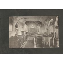 Postcard Cornwall Cubert Church interior Note: Large Crease LHS