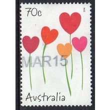 Australia 2014 Special Occasions - Heart-shaped Flowers 70c Sheet Used