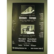 1935 Hamburg-American Line Ad - Faster way to France, England, Germany