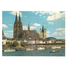 DOM UND RHEIN, KOLN ,unused vintage postcard river boats cathedral /