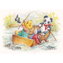 Panda Bears Bpating Rowing A Boat Audrey Tarrant Medici Postcard