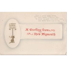 Cat Mascot Greeting From New Plymouth Zealand Antique Postcard